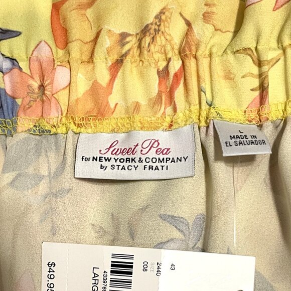 NWT Size Large Women's Off Shoulder Yellow Floral Top by Sweet Pea for NY & Co. - Picture 7 of 8